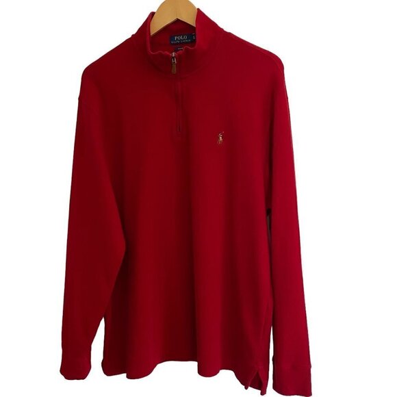 Polo by Ralph Lauren Red Estate Rib Quarter Zip Pullover XLarge - Picture 1 of 4